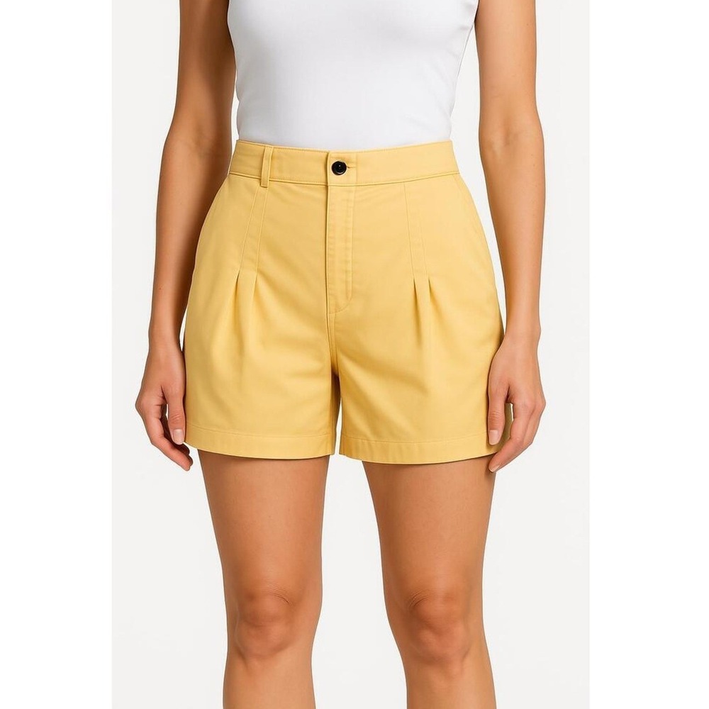 Jamie Sadock Shorts‎ Womens 6 Yellow Pleated Button Front Casual Golf Luxury Y2k